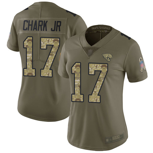 Nike Jacksonville Jaguars #17 DJ Chark Jr Olive Camo Women Stitched NFL Limited 2017 Salute to Service Jersey